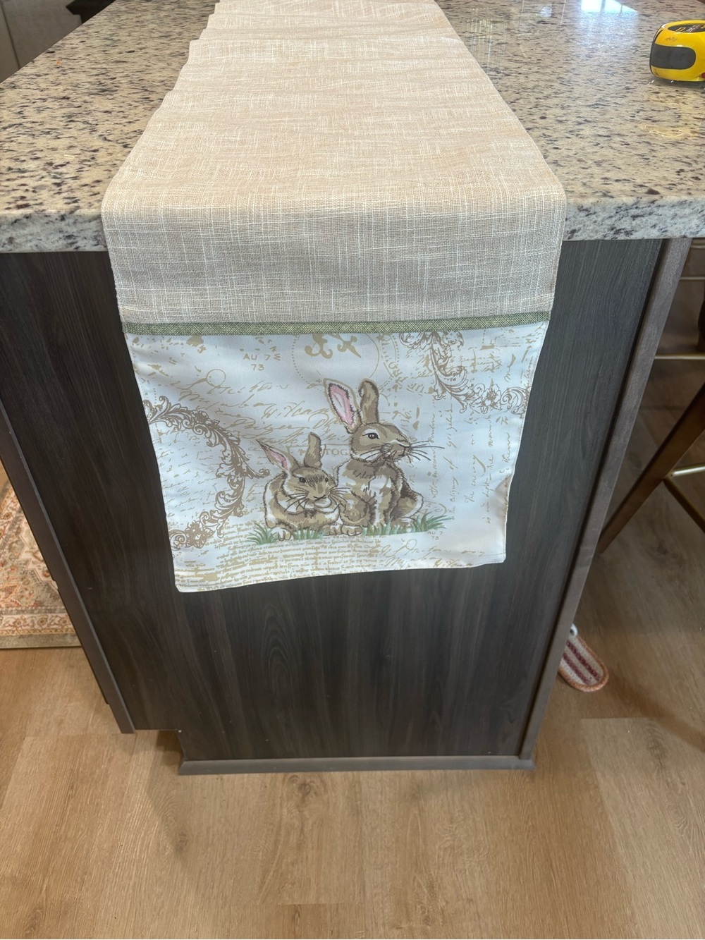 Hobby Lobby Beige and Green Bunny Table Runner
